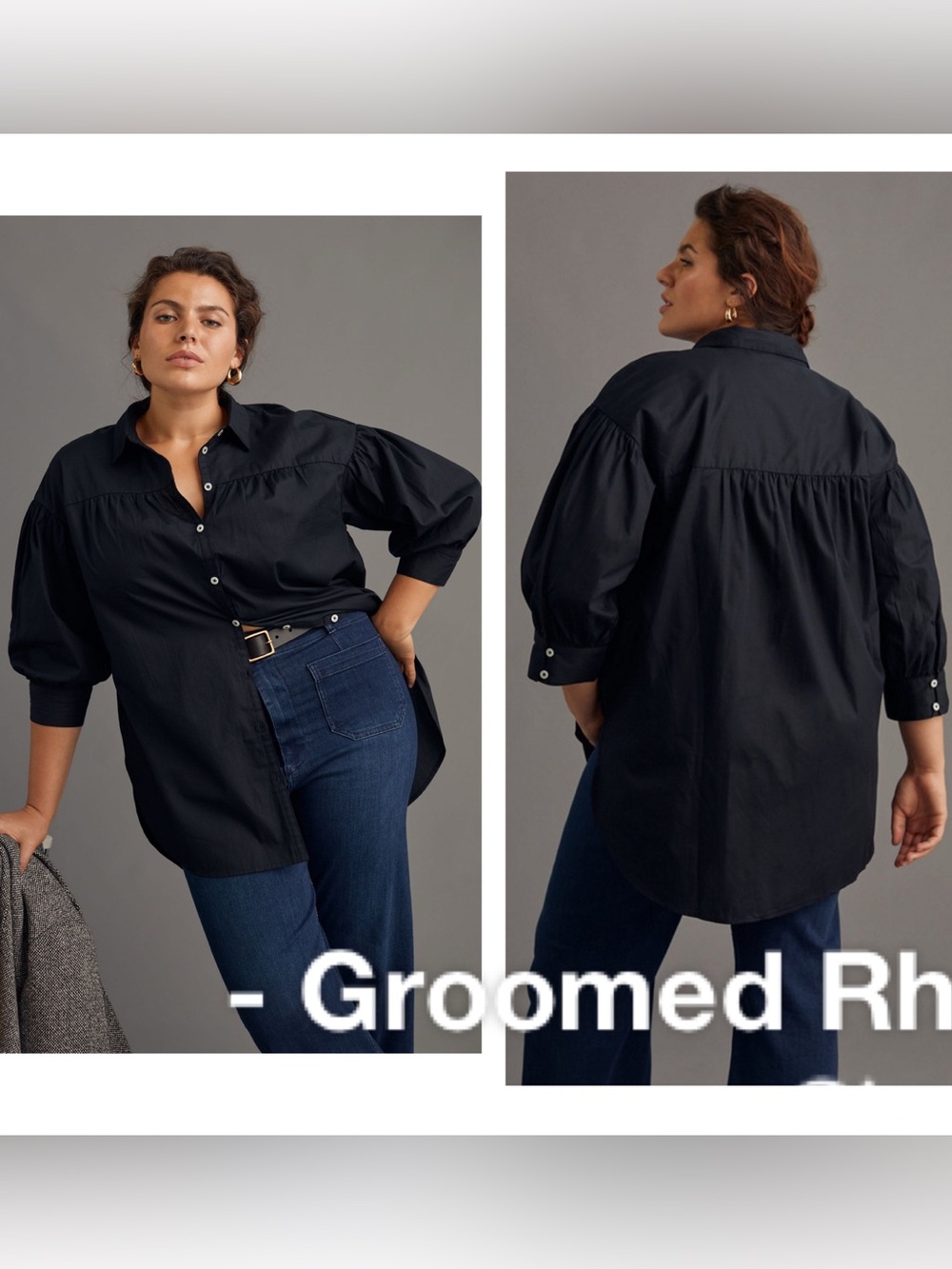 Maeve Black Poplin Button Up Shirt Size 3X